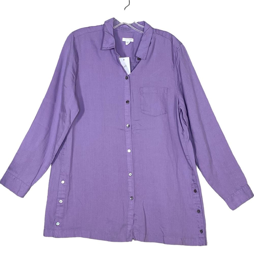 J. Jill Viola Button-up Shirt NEW with Tags Purple 100% Tencel Lyocell Size M